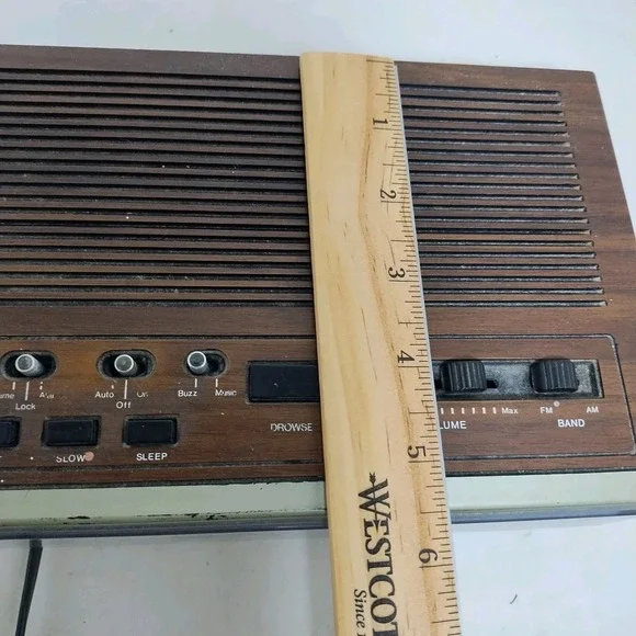 Vintage Westclox Digital Am FM Radio Alarm Clock Wood Grain 80170-01 Tested Work - Picture 16 of 16